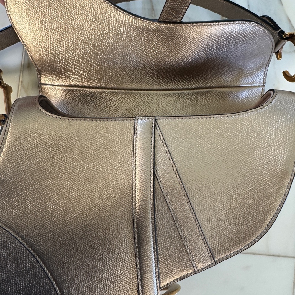 Metallic Grained Calfskin Saddle Bag Gold - Picture 8 of 11
